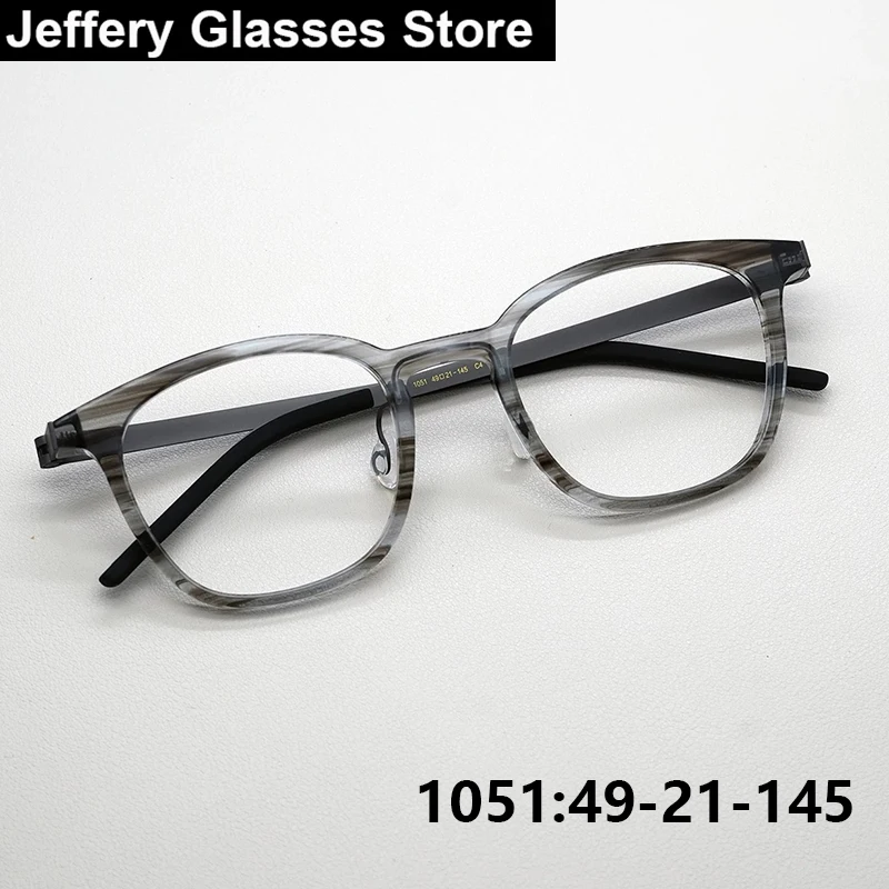 

Danish Brand Square Glasses Frame 1051 Men Women Fashion Vintage Eyeglasses Korea Ultralight Acetate Titanium Spectacles óculos
