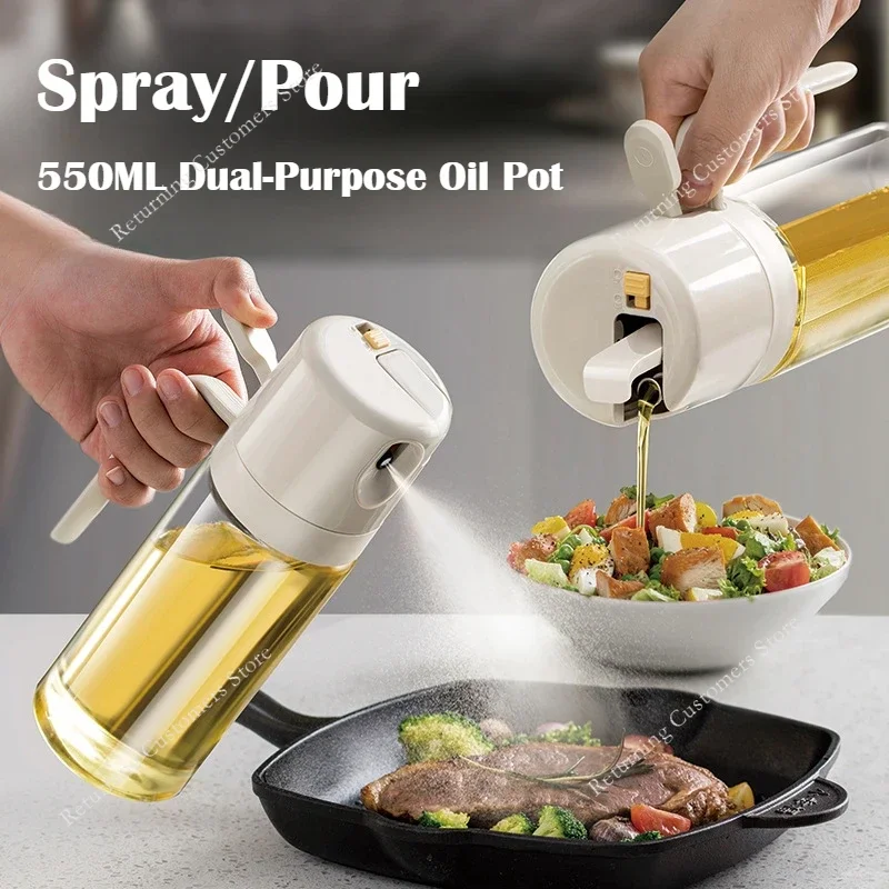 2-in-1-Glas-Ölsprüher, 500 ml, Sprühflasche, Ölspender, Olivenöl-Sprühgerät, Mister für Luftfritteuse, Salat, Backen, Sprühgeräte