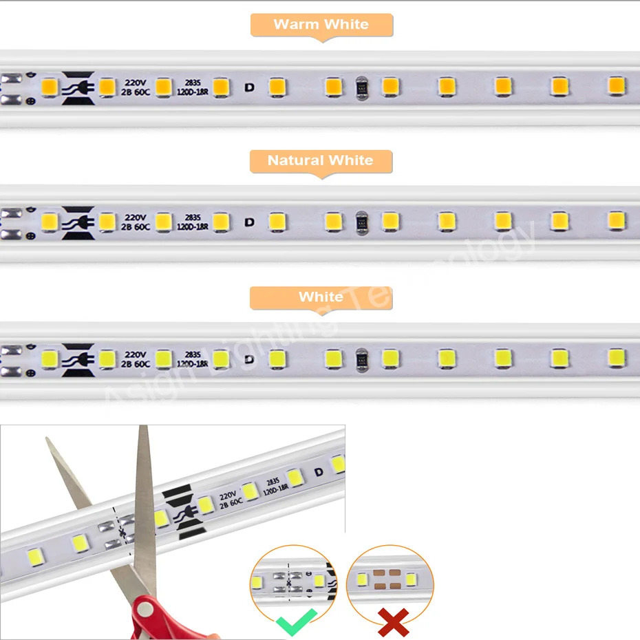 220V LED Strip Light 2835 120LEDs/m Dimmable Flexible Outdoor Waterproof LED Tape Smart Life APP Bluetooth Alexa Voice Control