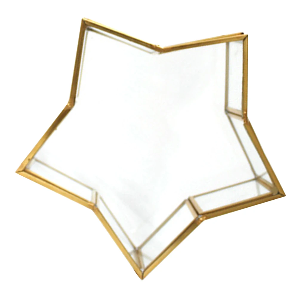 

Стеклянная коробка для хранения ювелирных изделий со звездой, прозрачный органайзер для дисплея для колец, серег, сувениров, консервированный футляр для упаковки цветов