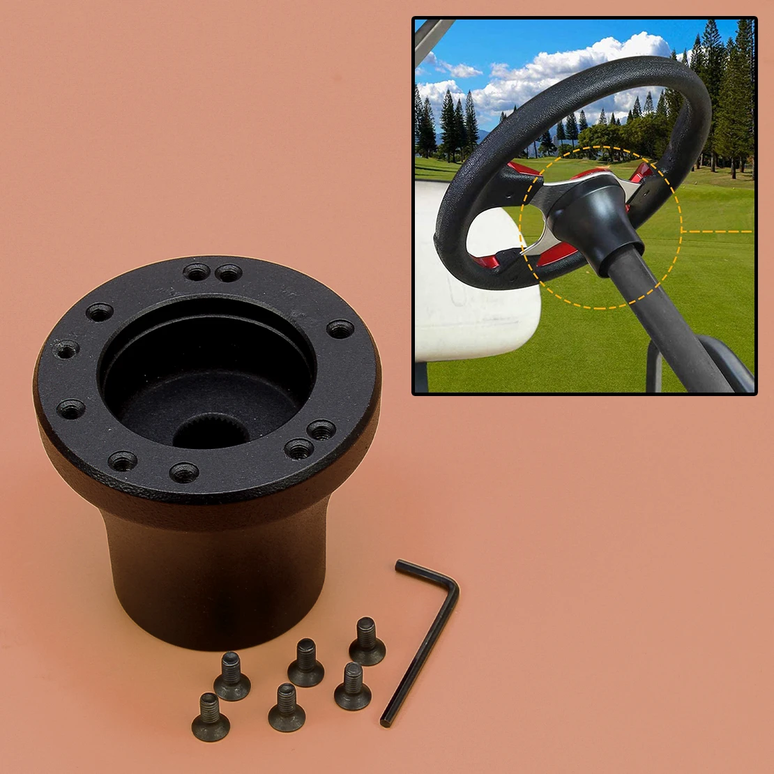 

Black Golf Cart Steering Wheel Hub Adapter Fit for EZGO TXT RXV New