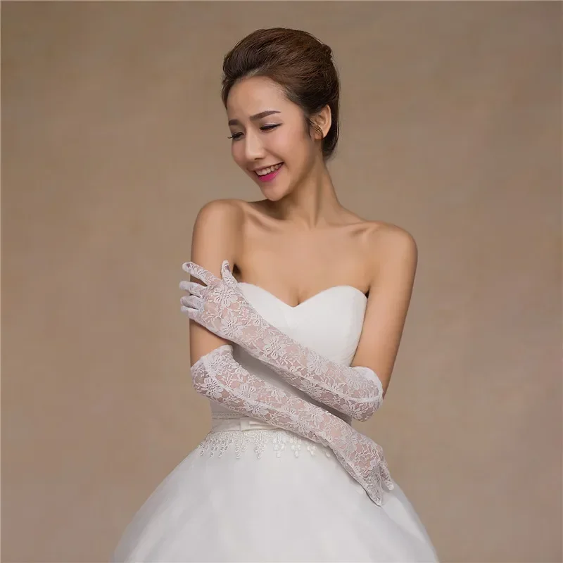 

Длинные кружевные перчатки, свадебные перчатки для свадьбы, кружевные перчатки с маленьким цветком и цветочным принтом для женщин, костюмы для вечеринок