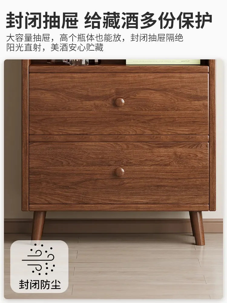b11-7.2 solid wood ecological board wine cabinet living room rack display cabinet medium and annual household small
