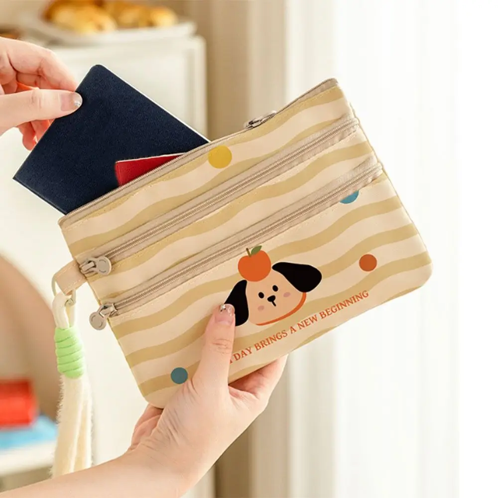 Lightweight Cartoon Passport Holder Zipper Slim Travel Document Organizer Large Capacity Portable Coin Bag Family Storage Tools