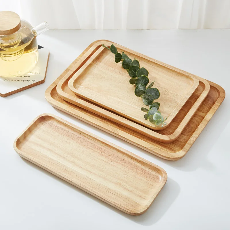 Rectangular Log Insulated Household Tableware Japanese Fruit Wood Tray