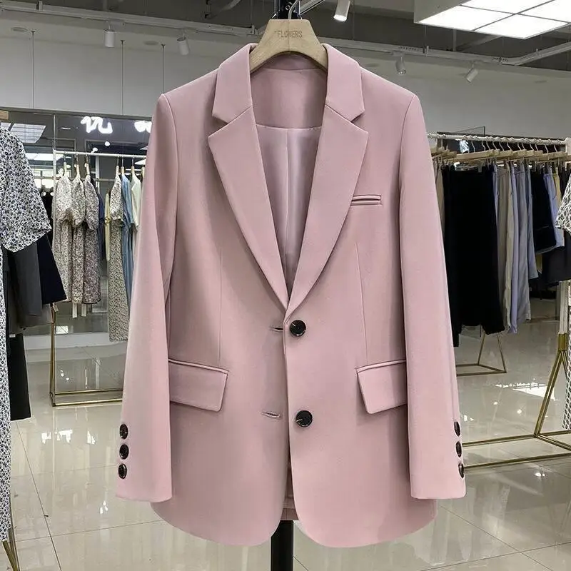 

Autumn Women's Faion Casual Coat Jaet Thiened Floing Double Slit Long Sve Regular Length Button Decor