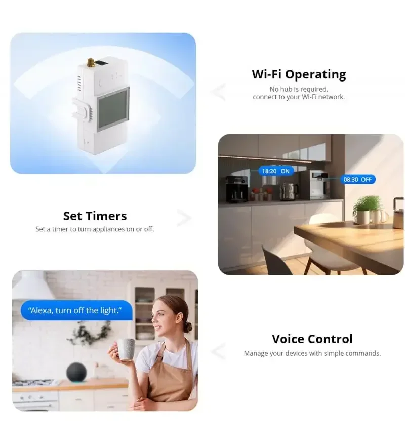 ใหม่ SONOFF POWCT POW แหวน Smart Power Meter Current Transformer 100A Energy Monitor Contacter ทํางานร่วมกับ Alexa Google IFTTT