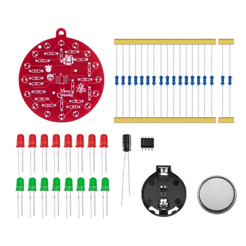 NE555 LED migające PCB zestaw do lutowania DIY dekoracja na choinkę czerwone zielone migające światło płyta do ćwiczeń lutowania