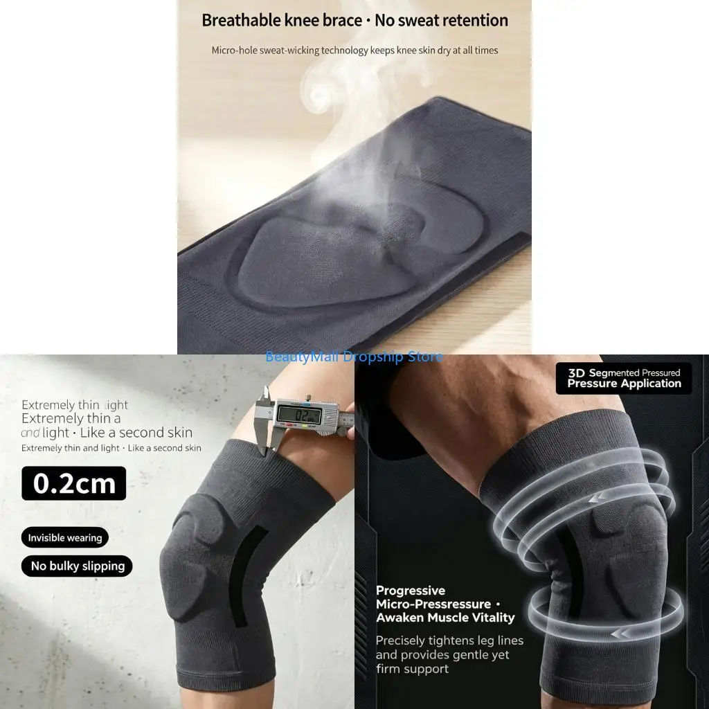40JD 1Pair Knee Compression Sleeves With Mesh Ventilation Knee Brace For Men Women Fitness And Daily Use