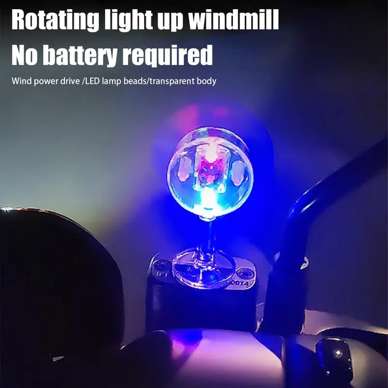 Led Wind Powered Vehicle Lights Windmill Shape Auto LED Daytime Running Lights Car Lamp Handlebar Decoration For Electric