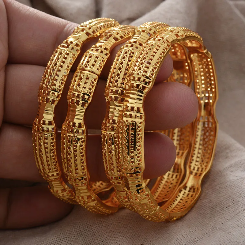 

New Copper Gold Color Bangles for Women/Girls Arab African Jewelry Gold Color Pendientes Weeding Bangels Bracelet Productss