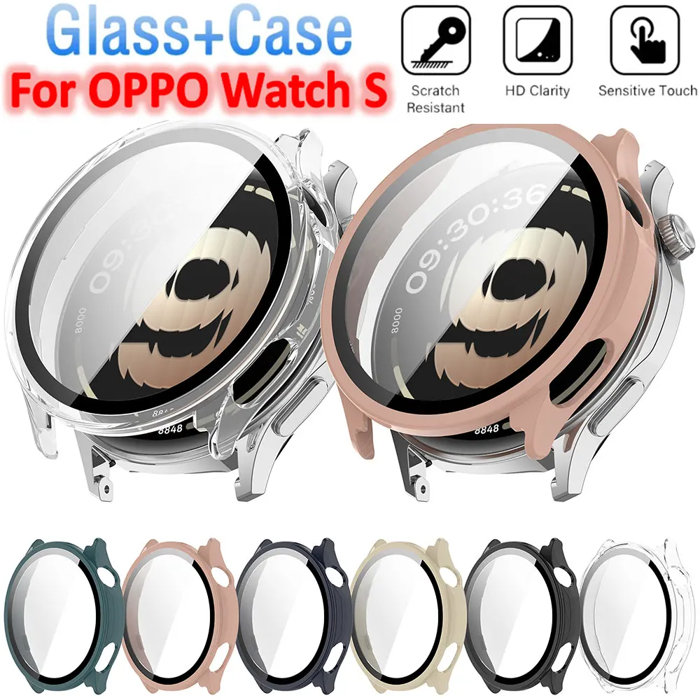 PC Case+Glass film for OPPO Watch S Smart Watch Tempered Glass All-around Bumper Protective Cover for OPPO Watch S Accessories