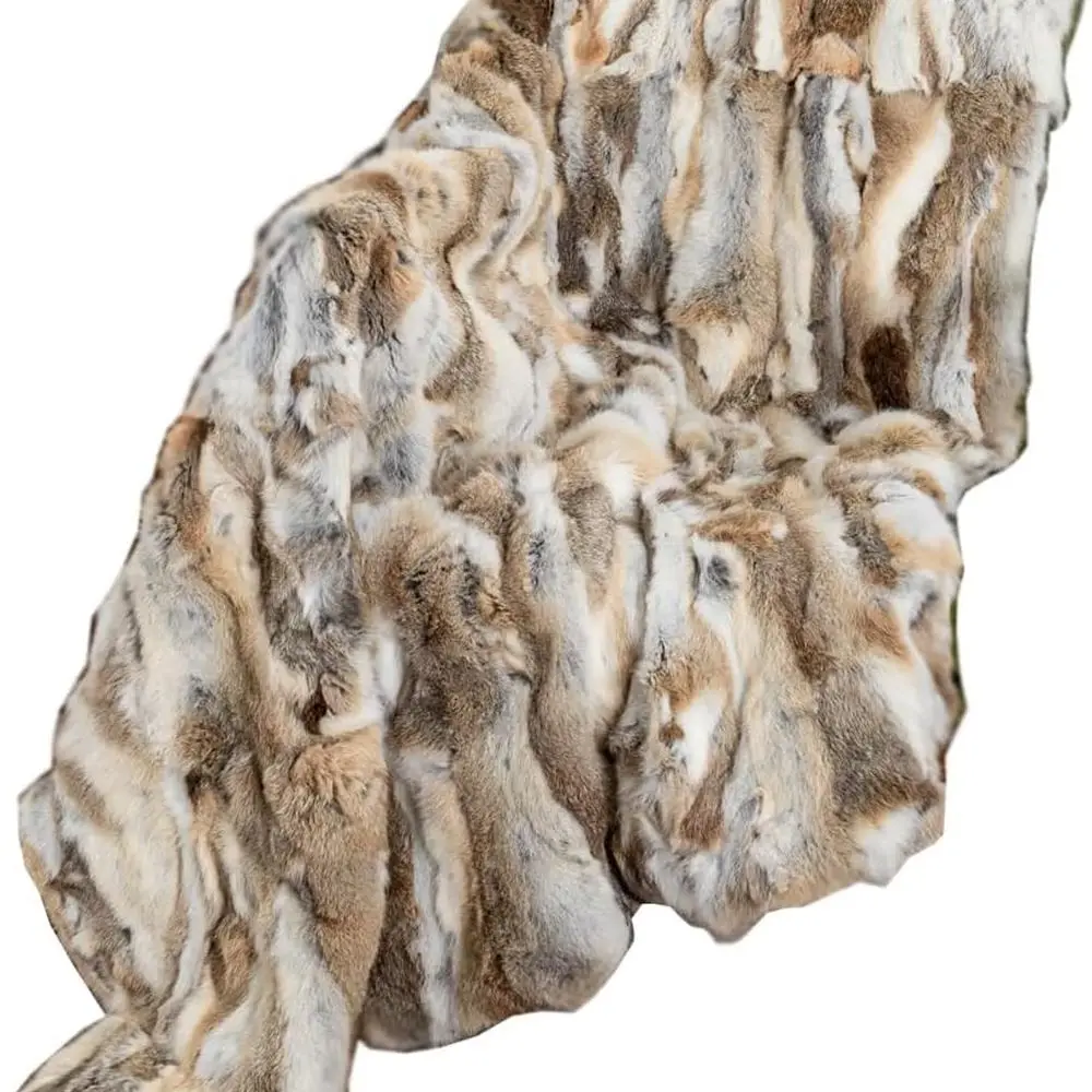 Luxury Fur Throw Blanket - Ultra Soft Fluffy Rabbit Hide Skin Fur Comforter Plush Cozy Blanket for Couch, Bed & Sofa, Thick Warm