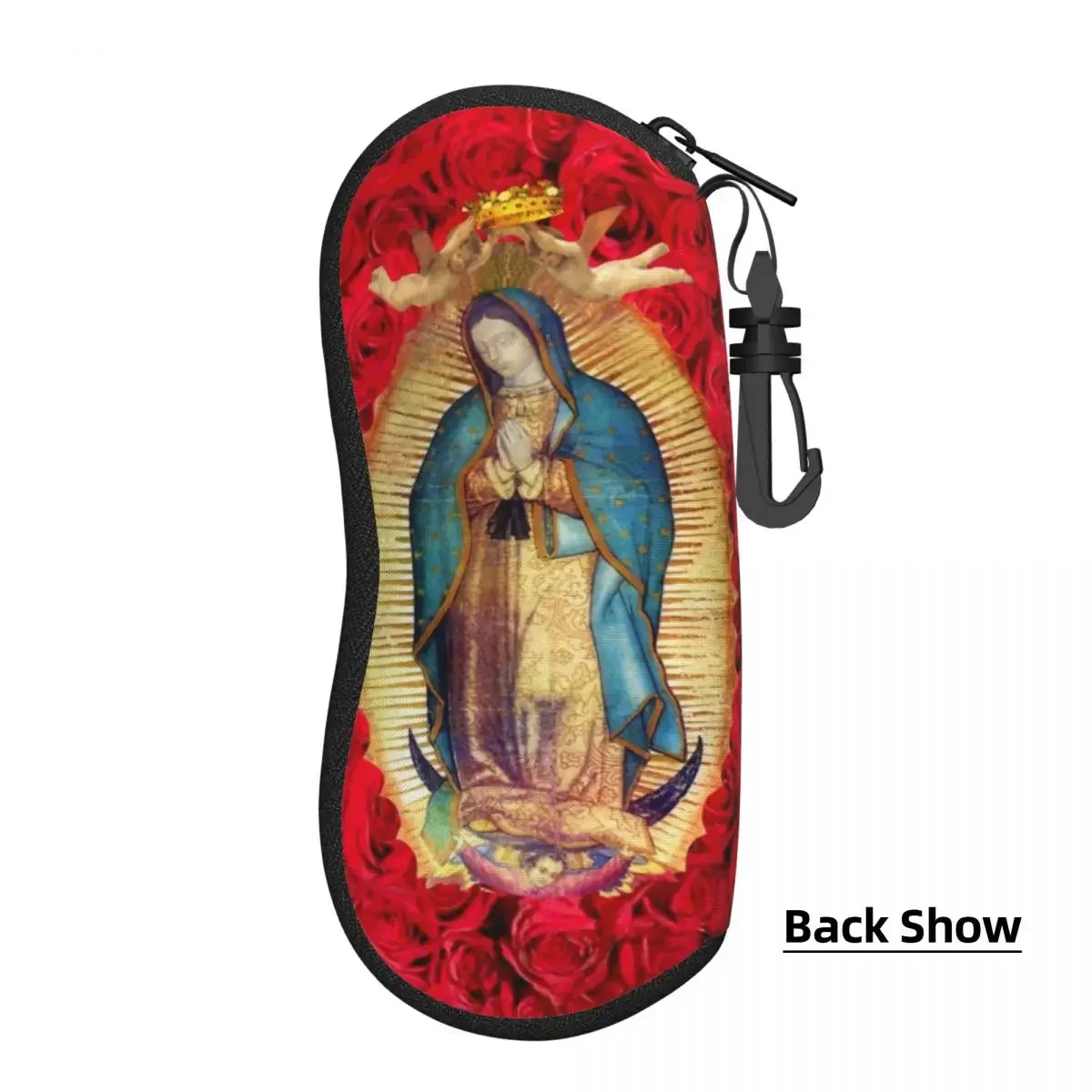 Custom Guadalupe Virgin Mary With Flowers Shell Eyeglasses Case Men Women Cute Catholic Glasses  Sunglasses Box Pouch