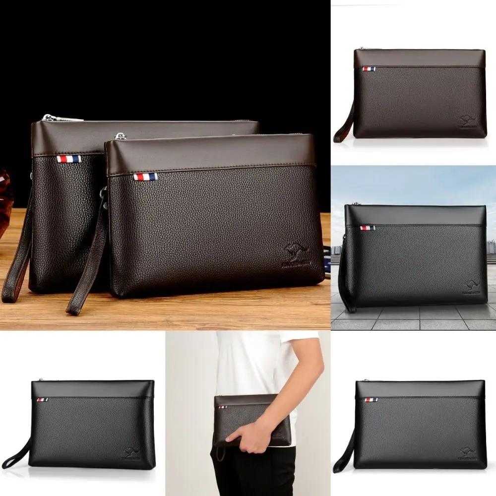 

Lychee Pattern Men's Briefcase Waterproof Comfortable Male Leather Wallet Large Capacity Soft Male Coin Pocket Male