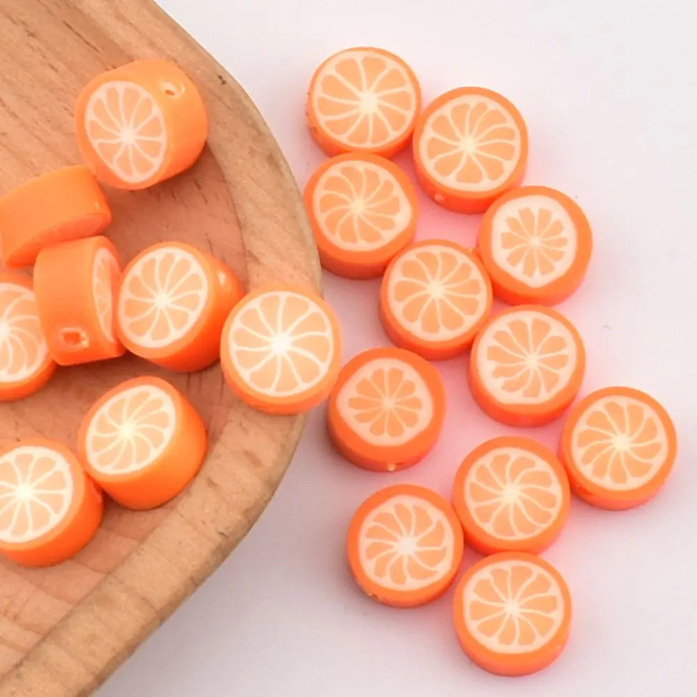 20pcs/lot Perforated Orange Round polymer clay  DIY Fashion Accessories polymer clay beads for Jewelry Making