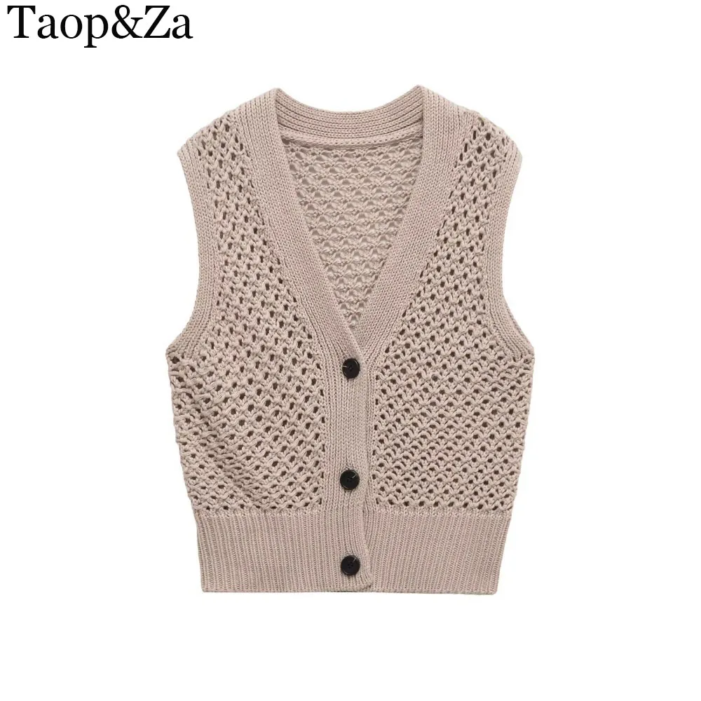 

2025 Autumn New Product Women's Open V-neck Sleeveless Knitted Tank Top