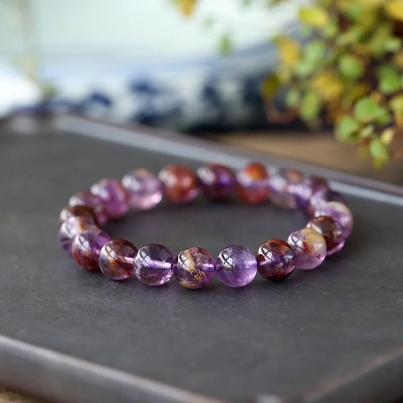 Recommend Natural Rutile Purple Ghost Single Circle Amethyst Bracelet Co-Raw Mineral Crystal Ornament Female Who