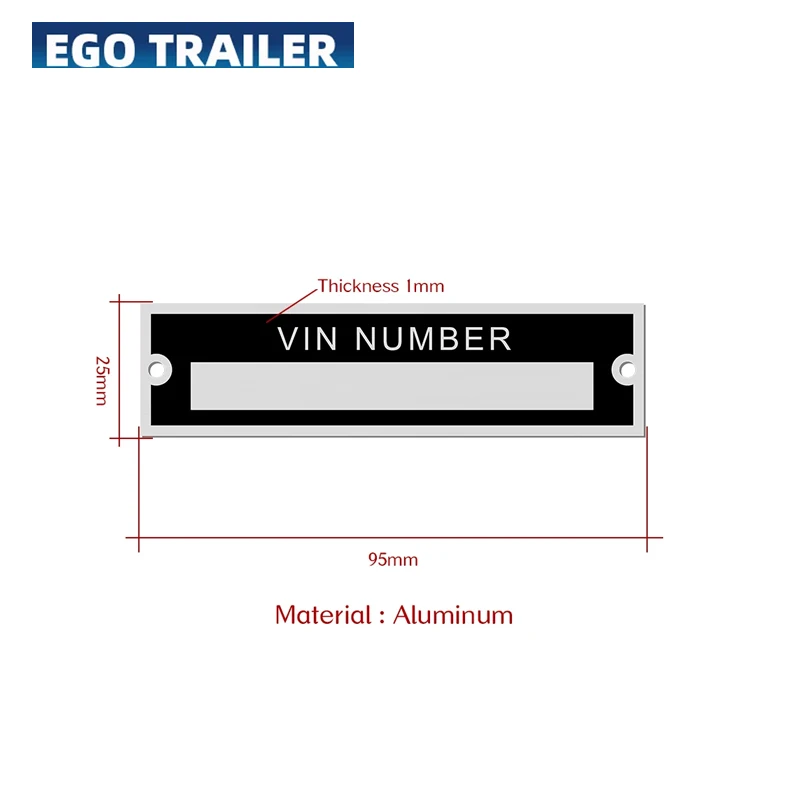 Blank or Engraved Aluminum ID Tag VIN Serial Plate Vehicle Identification Number 95 X 25mm Motorbike Caravan RV Camper Parts