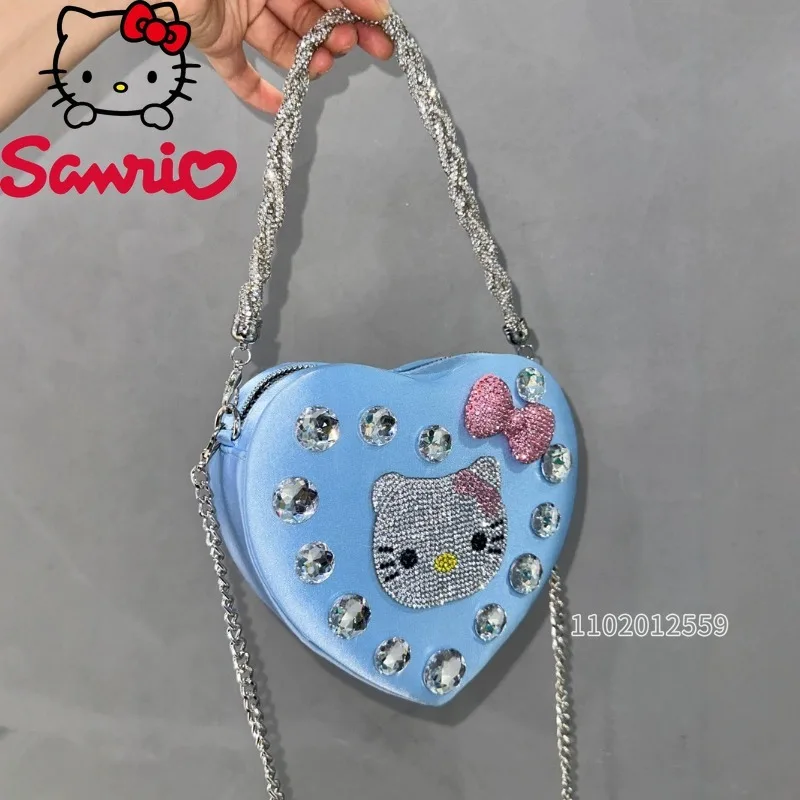 

Hello Kitty новая женская сумка с бриллиантами, мини-модная женская сумка через плечо, милая женская сумка в форме сердца с героями мультфильмов