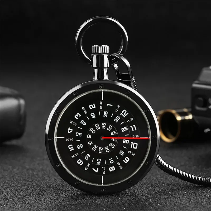 Unique Turnable Arabic Number Dial Men Women Quartz Pocket Watch Open Face Design Pendant Snake Chain Reloj De Bolsillo Gift