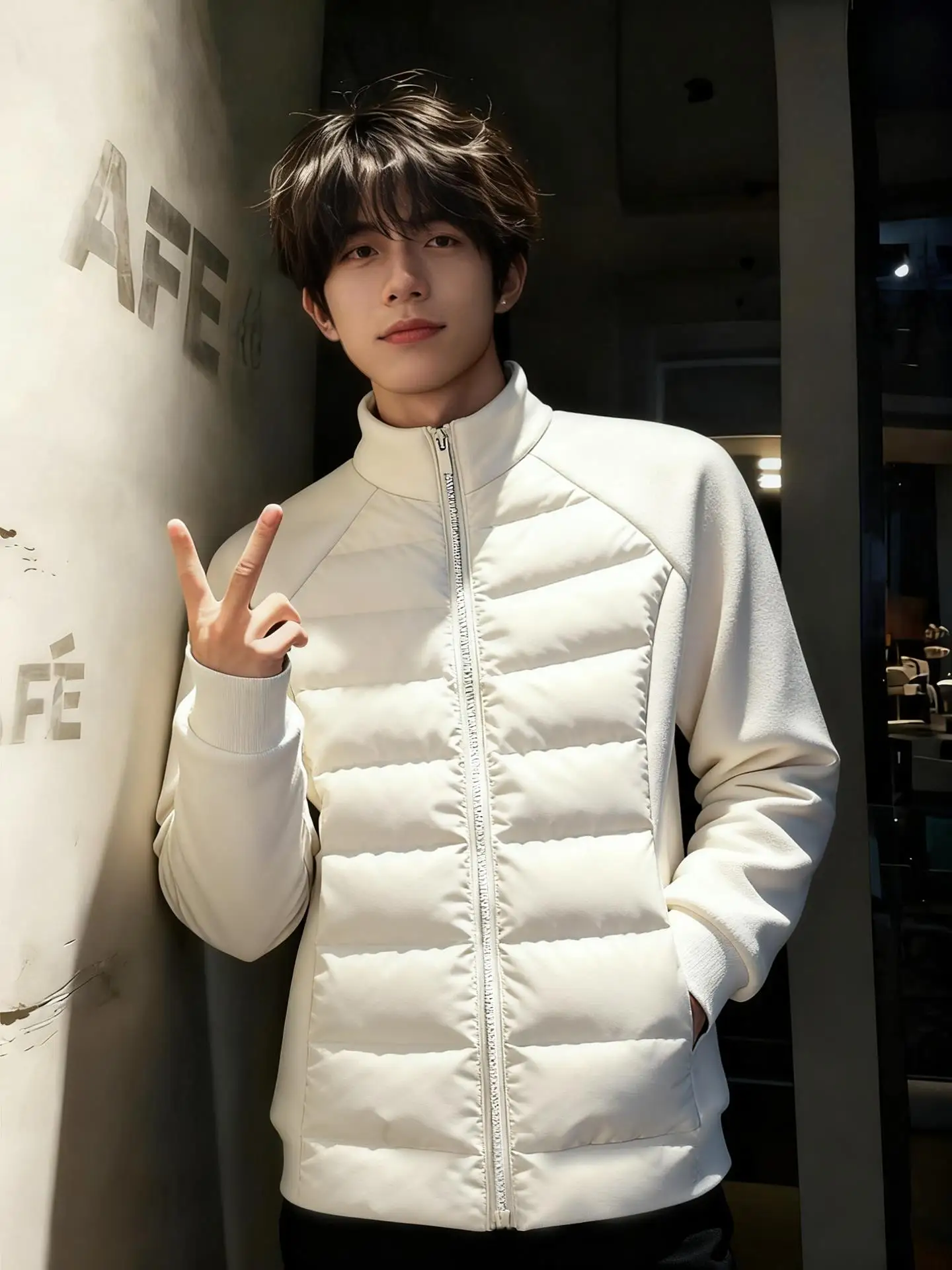 

White Lightweight Men's down Jaet Winter Spor Slim Fit ort Stand Collar Warmth Inner Core Bone Inlay Decorative Stitch