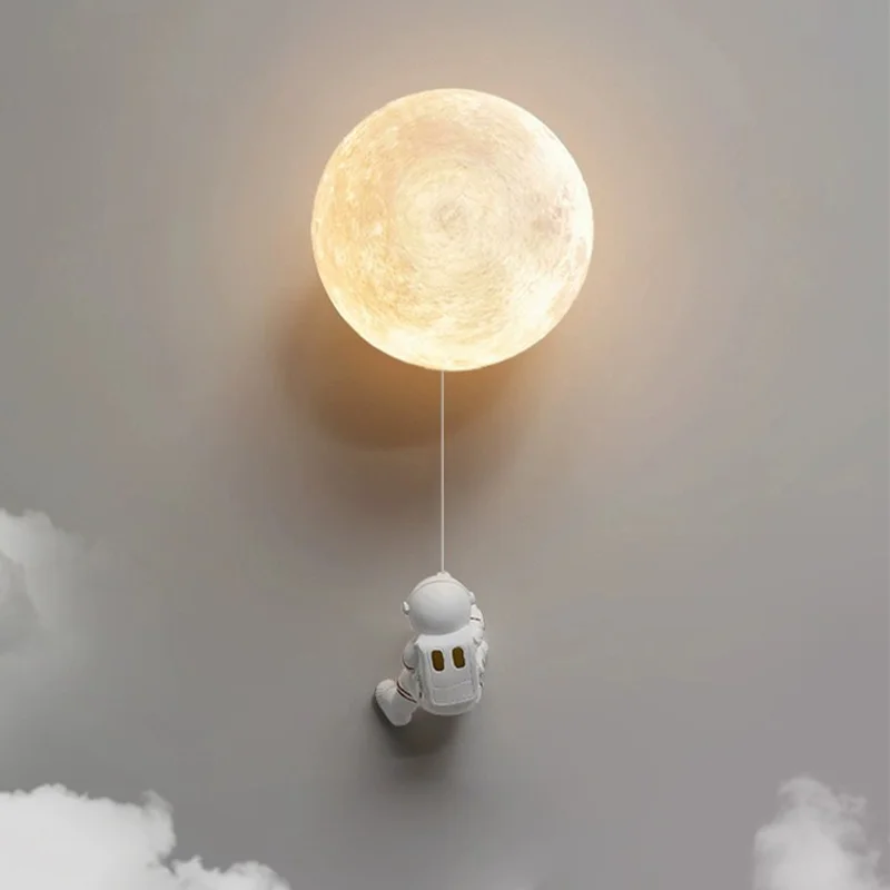 

Astronaut LED Moon Wall Lamp Children's Room Background Wall Home Bedroom Decoration Bedside Lamp Creative Kids Gift Moon Light