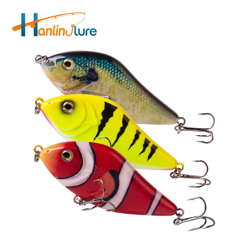 Hanlin بطيئة غرق 10 سنتيمتر 45 جرام طائرة شراعية Jerkbait Wobblers لعبة كبيرة الصيد بايك موسكي الصيد إغراء المغفل الطعم الاصطناعي معالجة