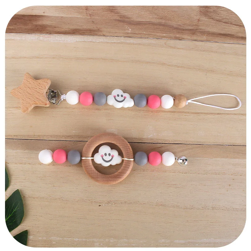 ABCPICK DIY Baby Food Grade Silicone Gel Molar Bracelet Cute Shape Baby Toy Wood Natural Nontoxic Ring Fashionable Baby Teether