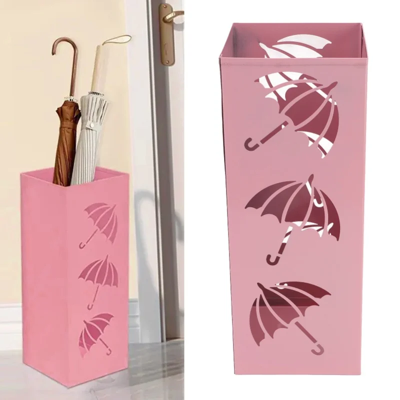 Umbrella Holder Space Saving Anti Tip Over Rustproof Coated Metal Umbrella Bucket For Entryway