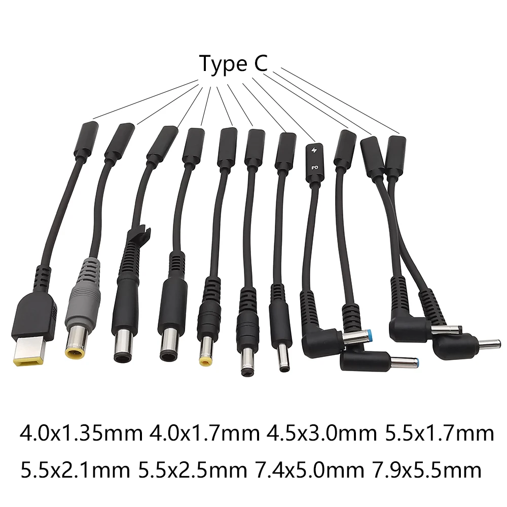 USB typu C do 4.0x1.35 4.0x1.7 4.5x3.0 5.5x2.1 7.4x5.0 7.9x5.5mm kwadratowa wtyczka do laptopa ładowarka Adapter do Asus DELL HP