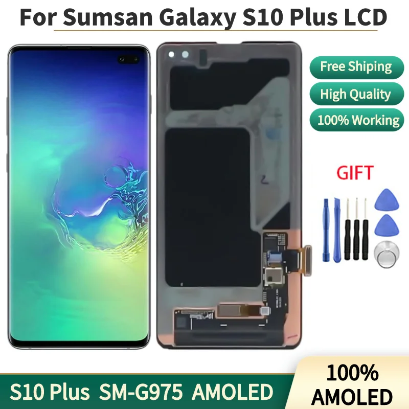 

Super Amoled Display for Samsung Galaxy S10 Plus, LCD Touch Screen Repair Parts, G975, G975F, 100%