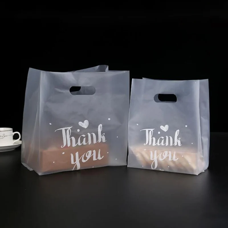 50pcs Thank You Plastic Candy Gift Bags Shopping Bags Wedding Wrapping Bags