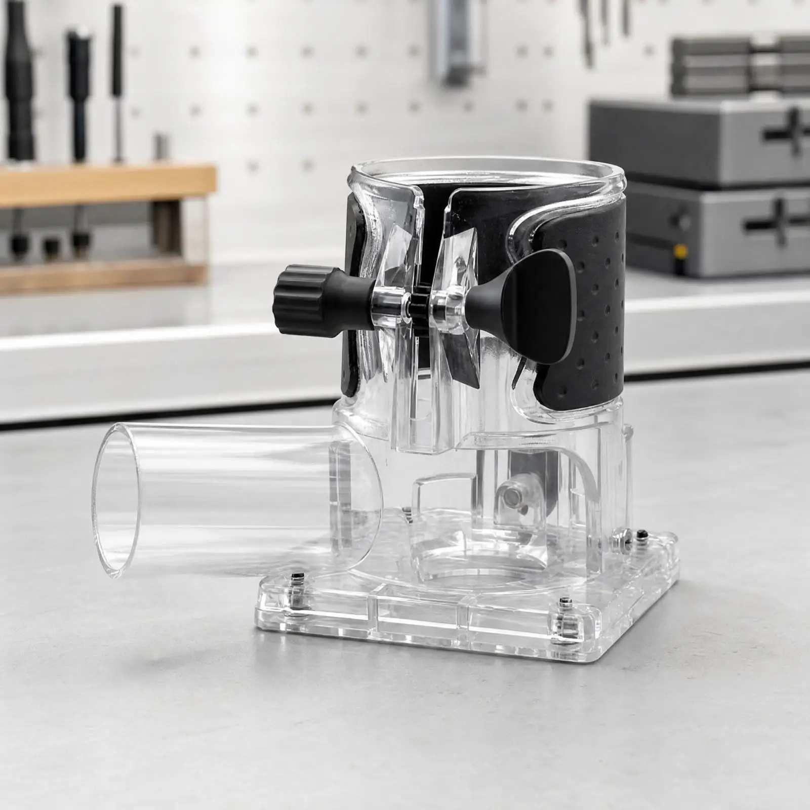 Cabinet Edge Trimmer Dust Guard with Adjustable Geared Mechanism for Router 65mm Wood Shavings Collector Attachment Tool