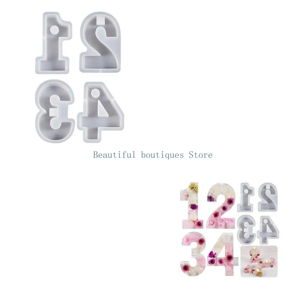 

U4LF Crystal Epoxy Resin Mold Geometric Numbers Candlestick Mould DIY Candle Holder Home Decor Cement Plaster Silicone Molds