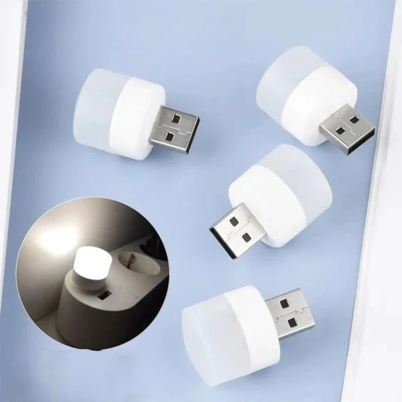 3-5Pcs Mini USB Night Light Warm White Eye Protection Book Reading Lights USB Plug Computer Mobile Power Charging LED Night Lamp