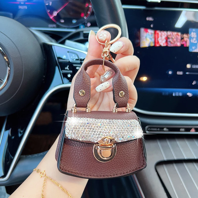 Creative, Light Luxury, High-End, Large Handle Bag Model, Car Keychain, mini Coin Purse, niche Bag, Pendant, Keychain view 5