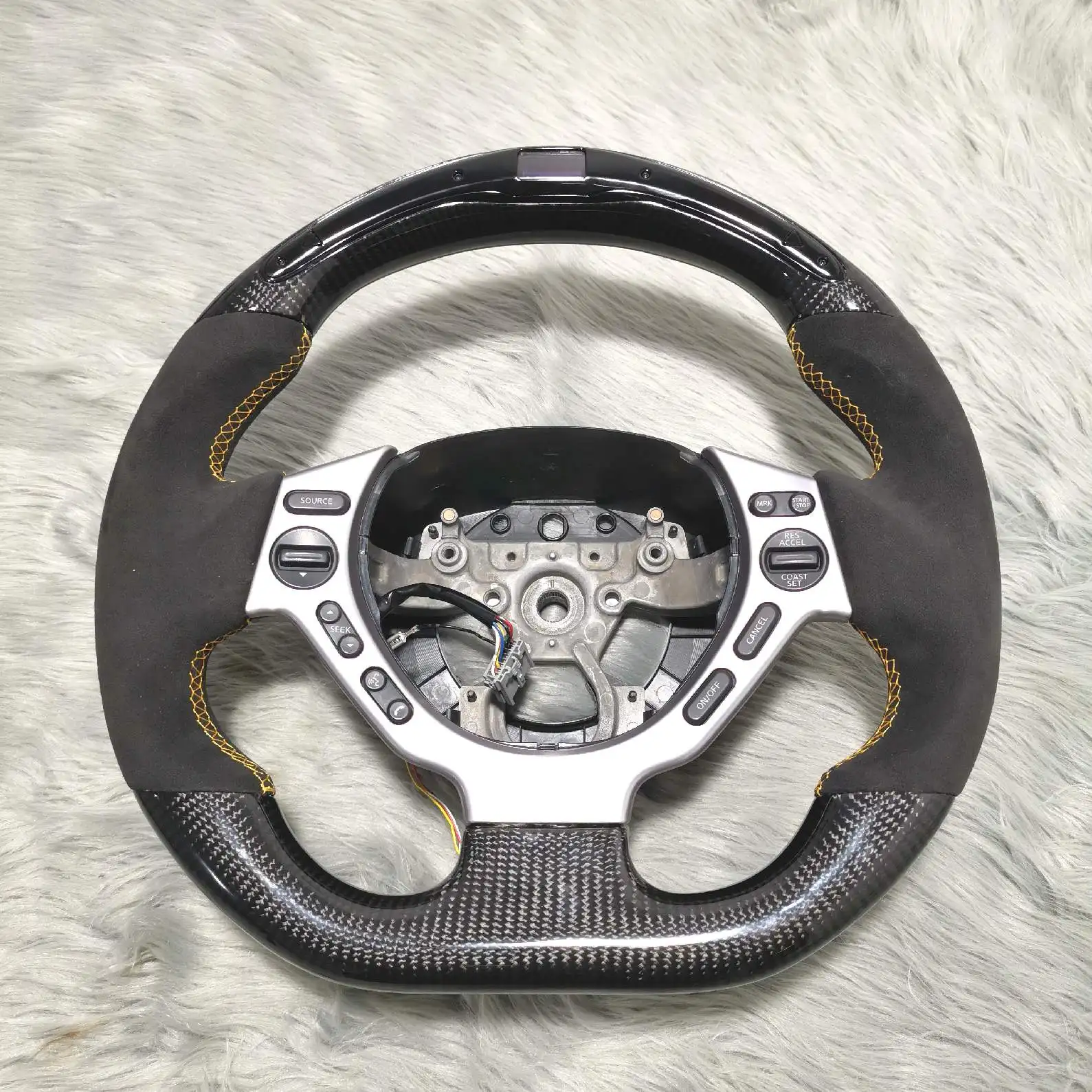 Real Carbon Fiber LED Steering Wheel Compatible for GTR 35 Performance