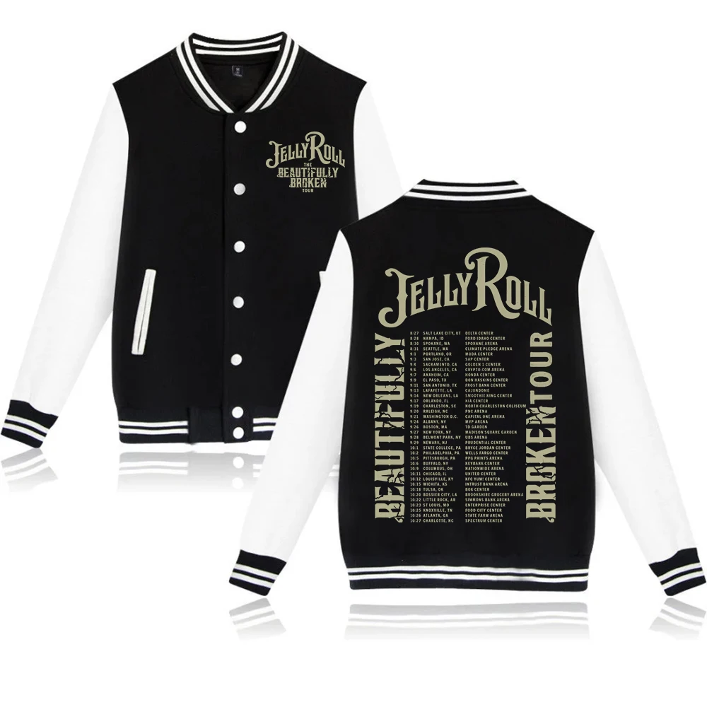 Jelly Roll The Beautifully Broken Tour 2024 Hoodie Baseball Uniform Jackets Men Women Hip Hop Coats Streetwear Tops