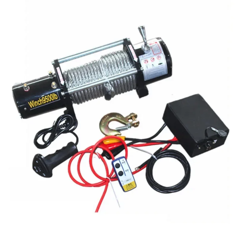 12V 24V 9500lbs 6m/min Car Mounted Electric Winch Electronic Off-road Vehicle Winch Electromagnetic Brake For Fire Rescue