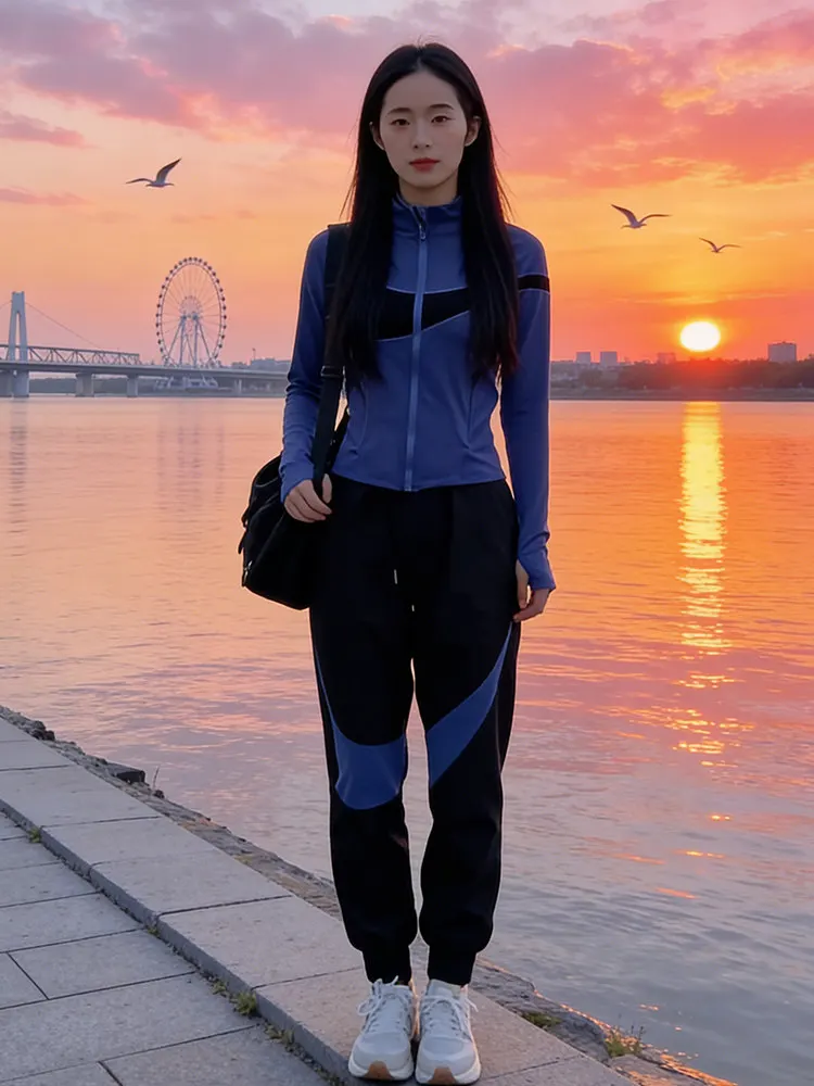 

Women's Casual Sportswear Set Running Fitn Two-Piece Suit Spring Autumn New Sle Color Blo Hoodie Outdoor Outfit