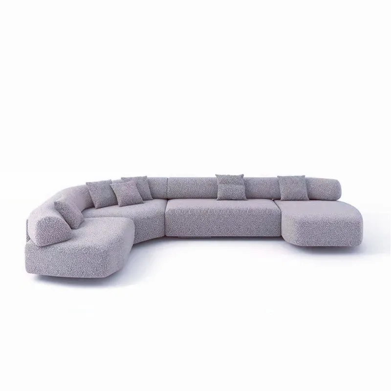 Italian minimalist Gogan sofa modern living room cream style creative designer U-shaped ins curved lamb wool fabric