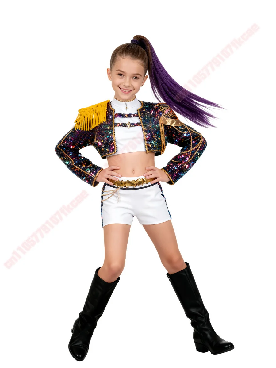 2025 Children Zoey Mira Rumi 3D Print Cosplay Costume Halloween Carnival K-Pop Hunters Girl Group Idol Role Play Dress Up Outfit