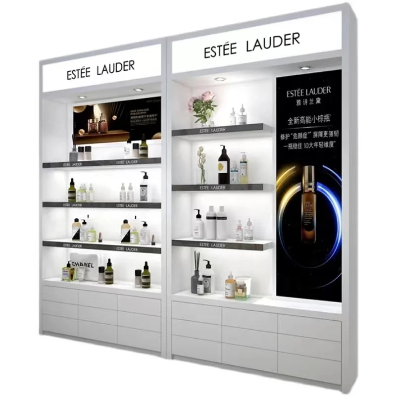 custom，High-end Perfume Shop Display Cabinets Perfume Display Fixture Wood Display Cabinets