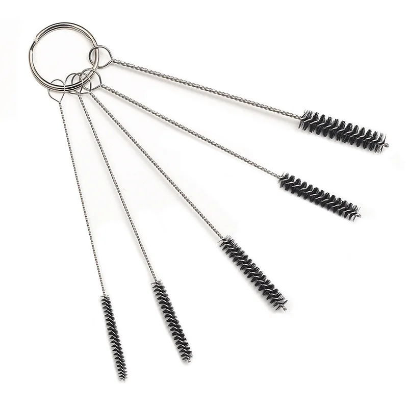 5Pcs/Set Stainless Steel Nylon Cleaning Brush For Weed Pipe Clean Glass Hookah Smoking Pipe Cleaning Brush Tobacco Accessory