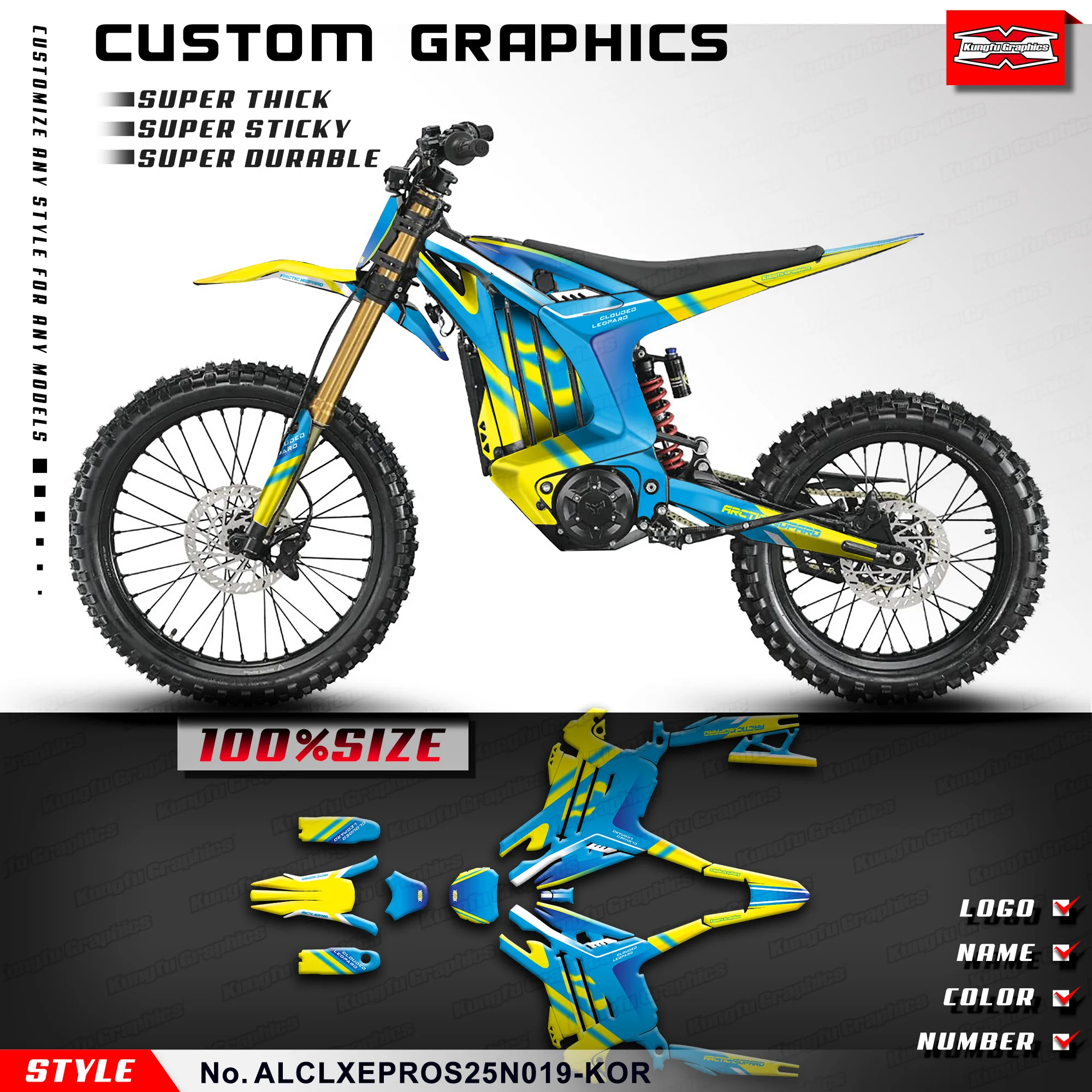 

KUNGFU GRAPHICS Motorcycle Sticker Vinyl Wrap for Arctic Leopard Clouded Leopard XE PRO / XE PRO S, Rebuild,ALCLXEPROS25N019-KOR