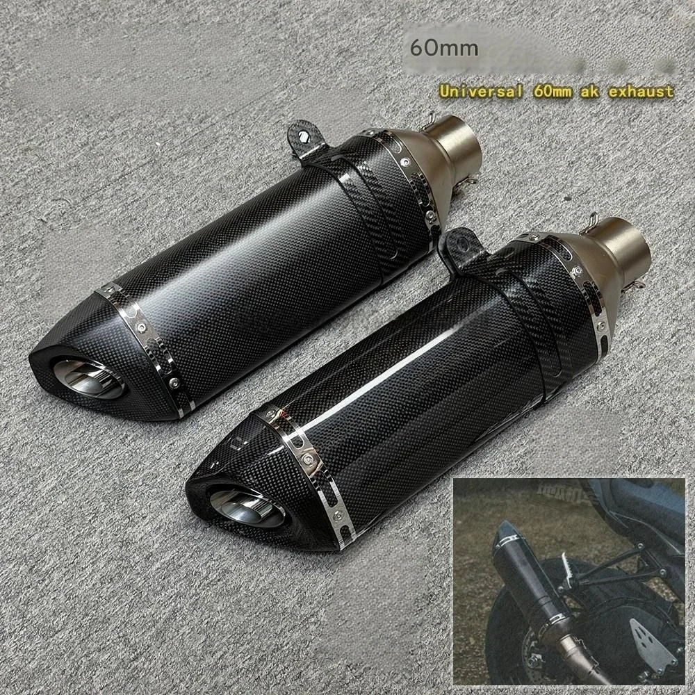 For Large Hexagonal Matrix Carbon Fiber Exhaust 60mm Intake Port Lightweight Muffler Removal Corrosion Resistant Performance
