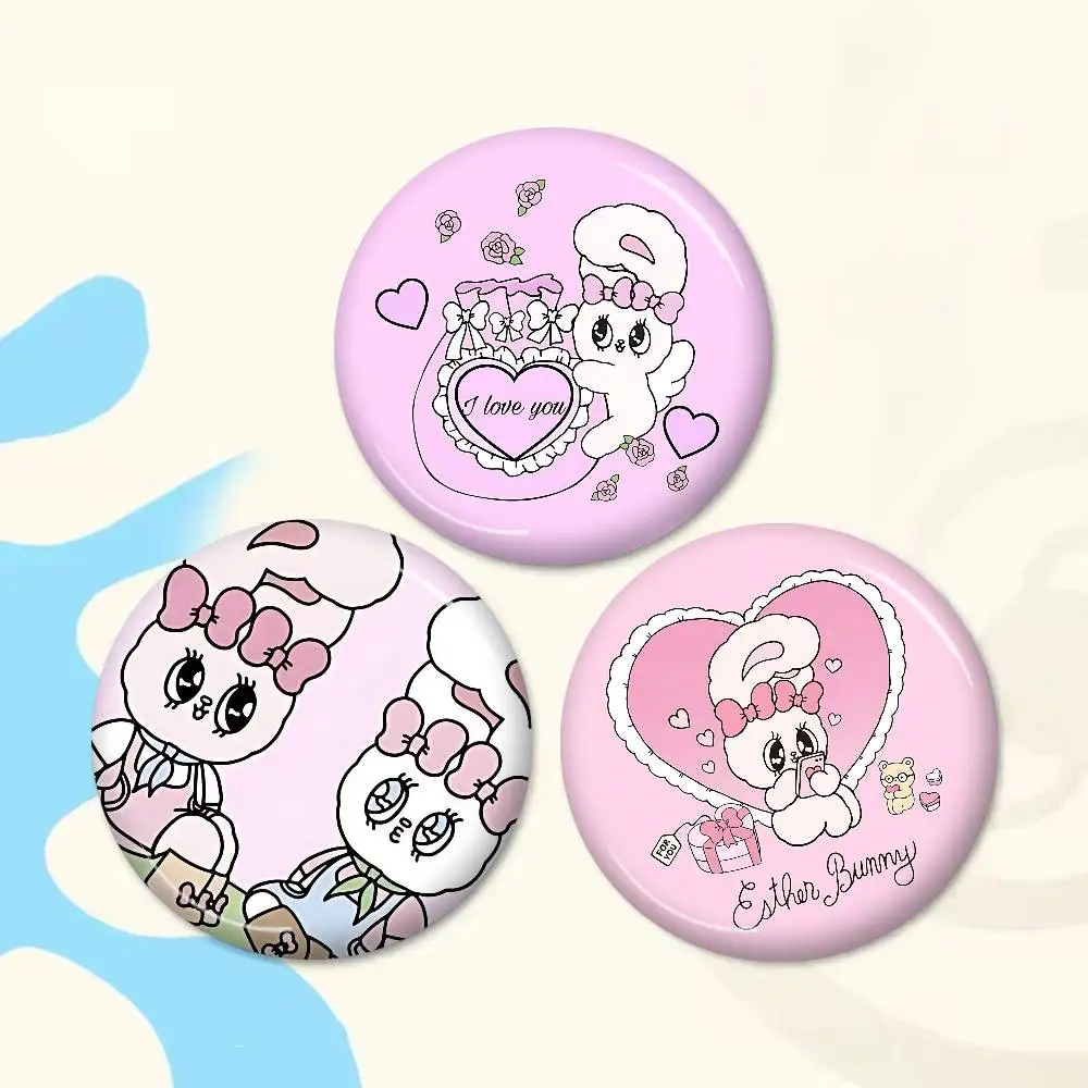 Esther Bunnys cartoon Soft Button Pin Bright Printed Icon Gift For Friends Badge Collar Brooch Lapel Pin Metal