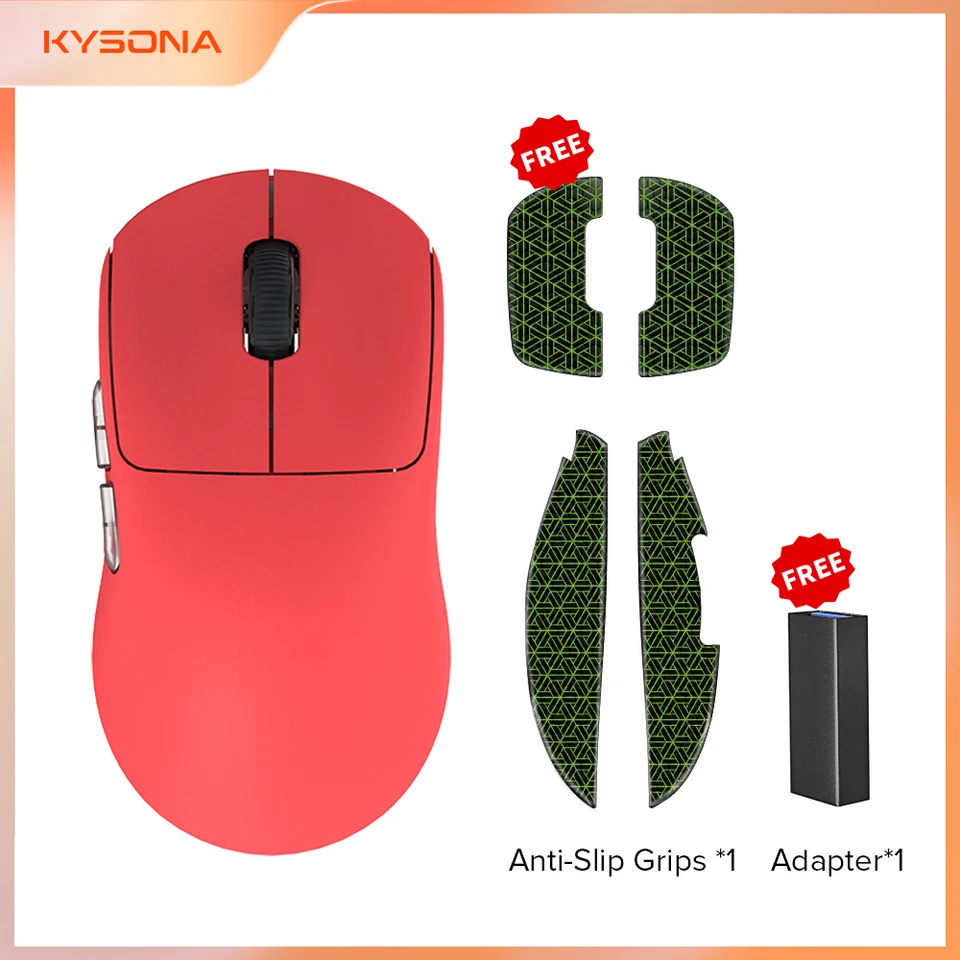 Kysona Aztec Red Gaming Mouse Wireless Mouse 55g PAW3395 Ultra