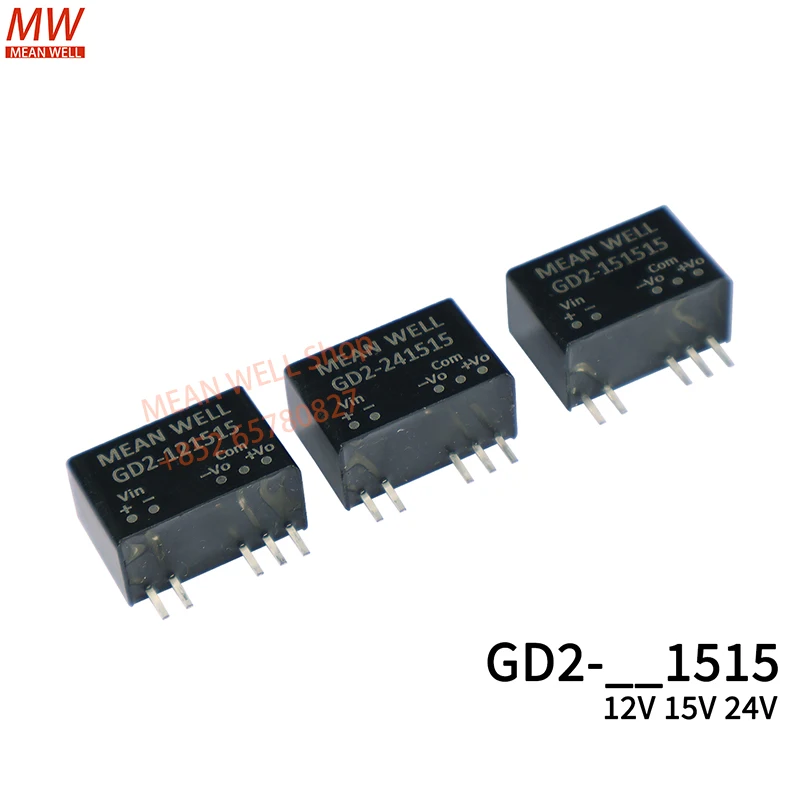 MEAN WELL Gate driver switching power supply, 2W, SIP7 package Positive and negative 15V GD2-121515 GD2-151515 GD2-241515